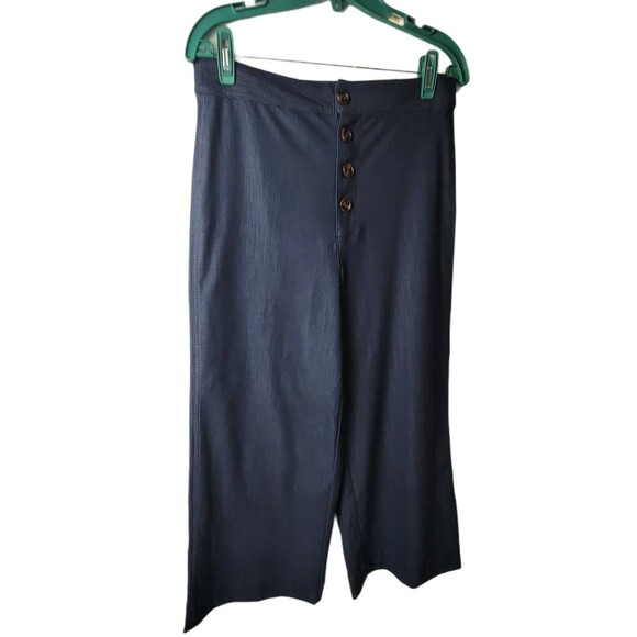 High Waisted Button Fly Wide Leg Stretch Jeans Pants Cropped MEDIUM Agnes & Dora - Picture 2 of 5